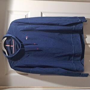 TOMMY HILFIGER SPORT navy blue heathered cowl neck pullover sweatshirt. Size XL